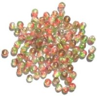 100 4mm Tri-Tone Crackle Crystal/Lime/Strawberry